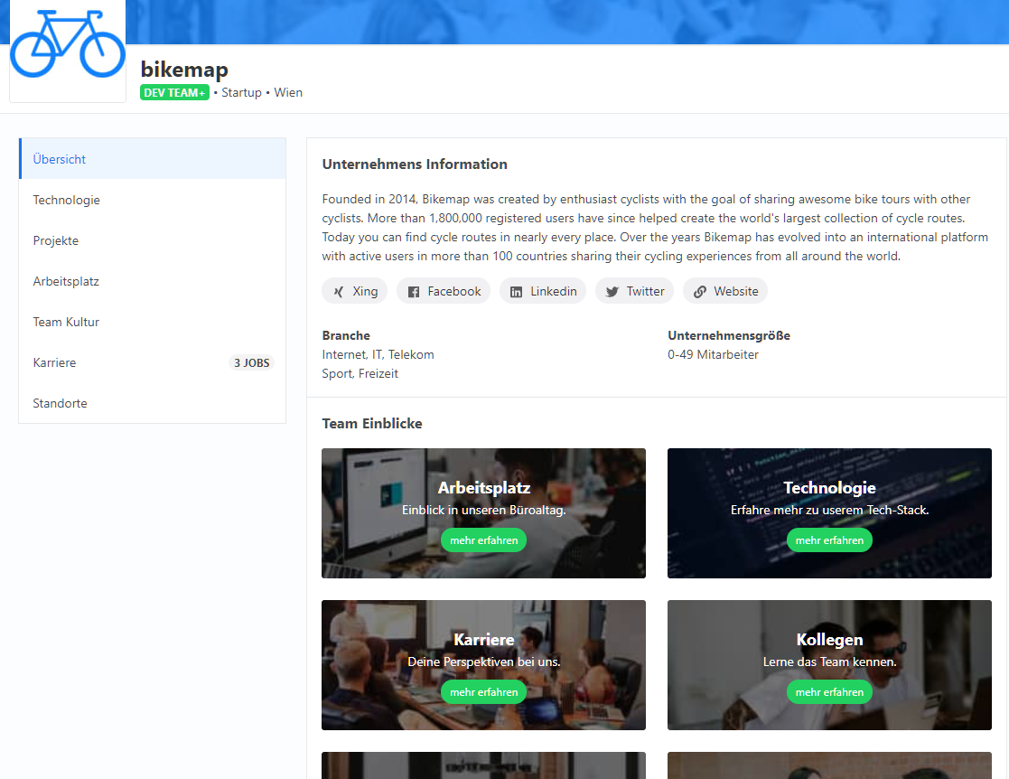 IT-Team Präsentation, hier am Beispiel Bikemap