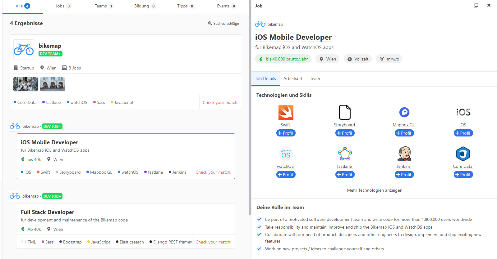 Detallierte Jobansicht