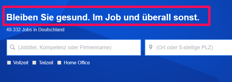 Beispiel Homepage Anpassung bei stepstone.de