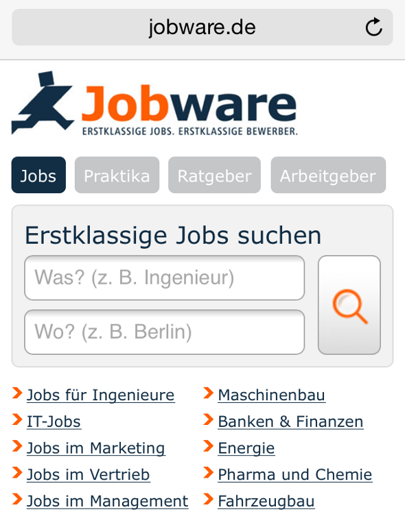 Mobile-optimierte Darstellung des gesamten Webangebots