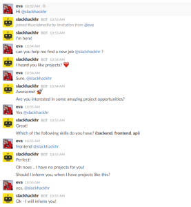 Der SlackHackHR Chatbot in AKtion